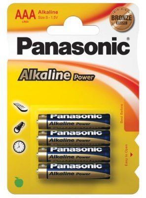 Baterie mikrotužka alkalická, sada 4 kusy, LR3, Panasonic Bronze - blistr Univerzální