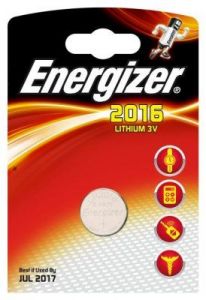 Baterie plochá, knoflík, CR 2016, Energizer Lithium