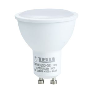Tesla - LED žárovka GU10, 5W, 230V, 400lm, 30 000h, 3000K teplá bílá, 100st stmívatelná Tesla Lighting
