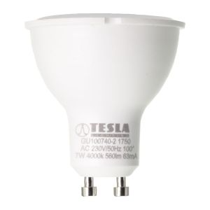 Tesla - LED žárovka GU10, 7W, 230V, 560lm, 25 000h, 4000K denní bílá, 100st Tesla Lighting