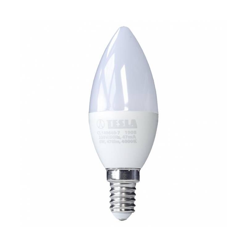 Tesla - LED žárovka FILAMENT RETRO svíčka E14, 6W, 230V, 500lm, 25 000h, 4000K denní, 220°, bílá Tesla Lighting