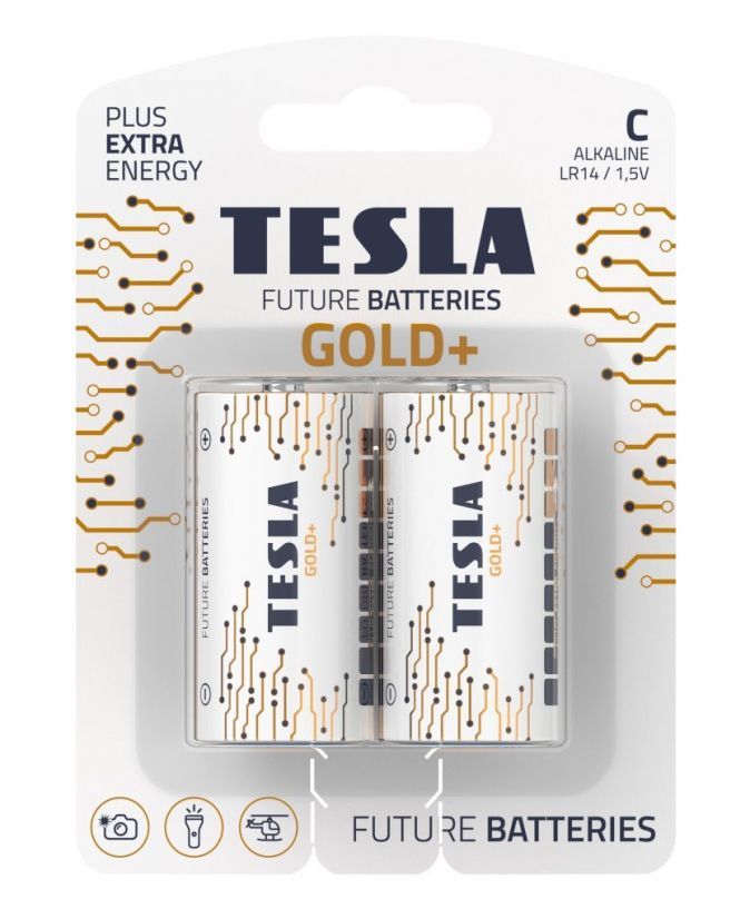 Tesla - GOLD+ Alkalická baterie C (LR14, malý monočlánek, blister) 2 ks Tesla Lighting