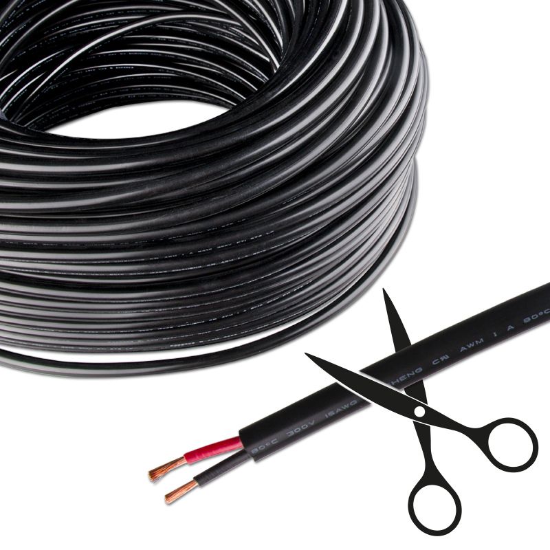 2-žilový kabel 2x1,5mm2, černý plášť, červená/černá McLED