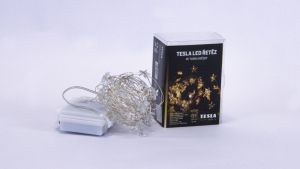Tesla - dekorativní nano řetěz Hvězda 1,5cm, 50LED, 2700K, 5m + 3m kabel, 230V, časovač, IP44 Tesla Lighting