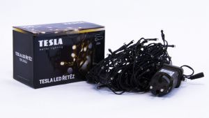 Tesla - dekorativní řetěz, teplý bílý 3000K,100LED, 10m + 5m kabel, 230V, ovladač s 8 funkcemi, IP44 Tesla Lighting